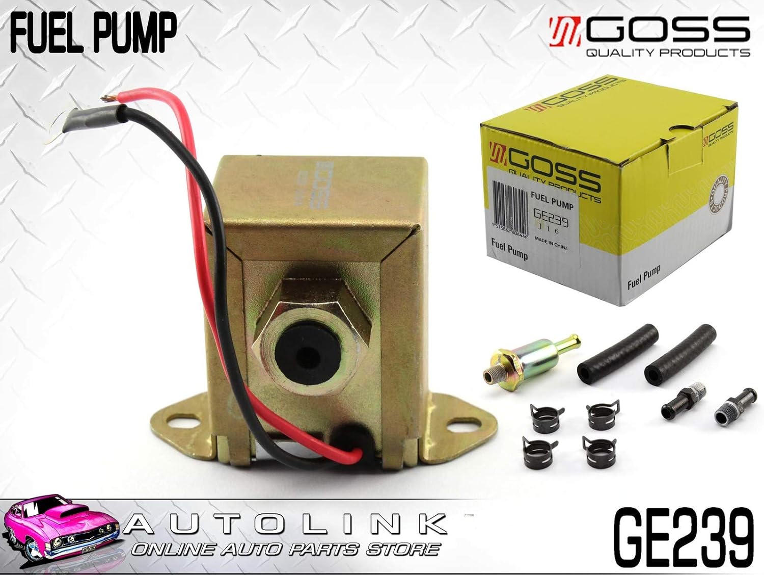 GOSS Universal Fit Electric Fuel Pump GE239 Facet Style, 12V, Max Flow 129 L/H