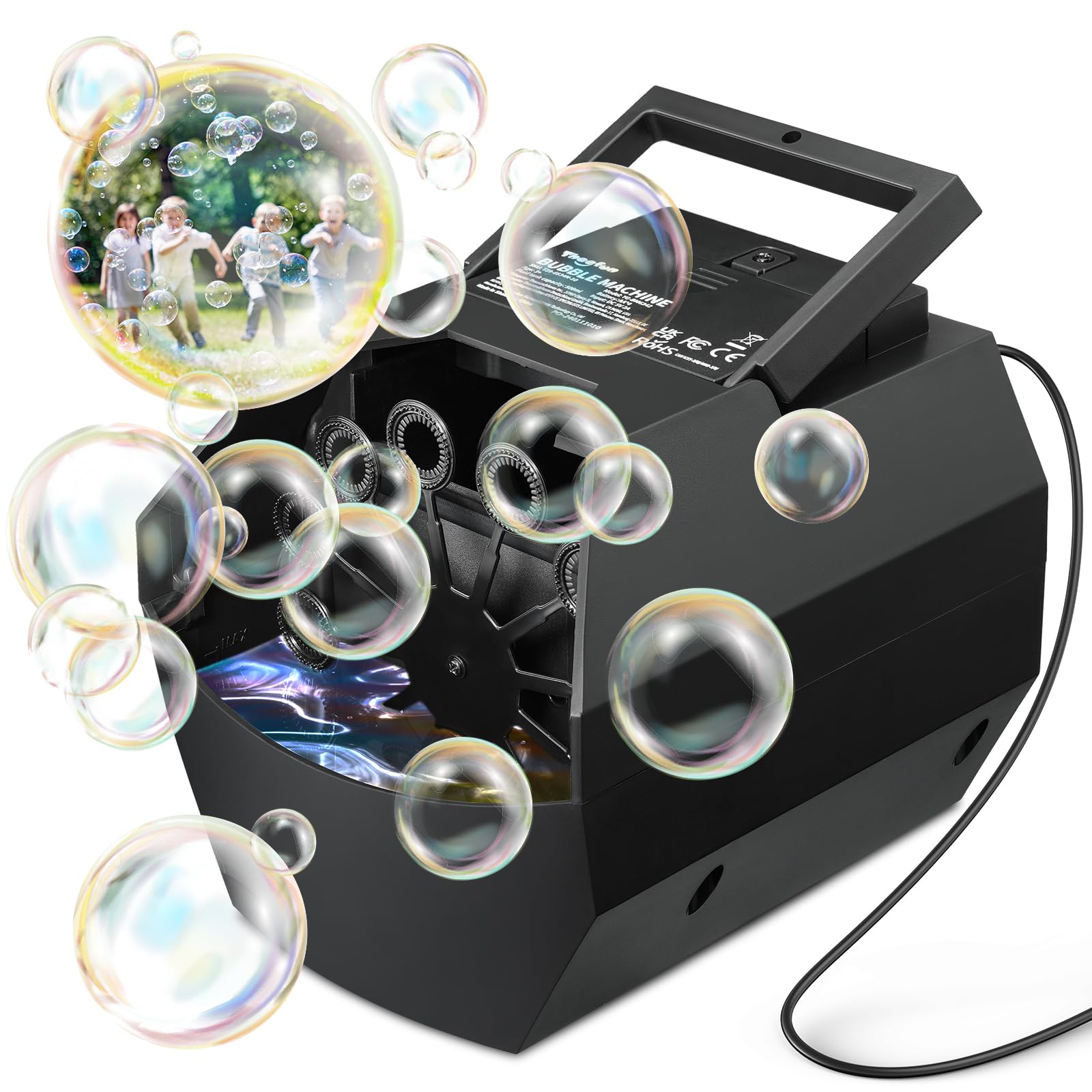 Theefun Bubble Machine, 500mL Automatic Bubble Blower, Portable Bubble Maker Electric Bubble Toy for Boys Girls Outdoor Indoor Parties Weddings Birthday, Powered by USB or Batteries