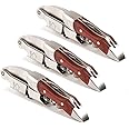 Professional Waiter Corkscrew Wine Key for Bartenders Set of 3,With Long Rosewood Handle Stainless Steel Handle Wine Opener for Bar Restaurant Waiters, Sommelier, Bartend (Rose Wood 3 Packs)