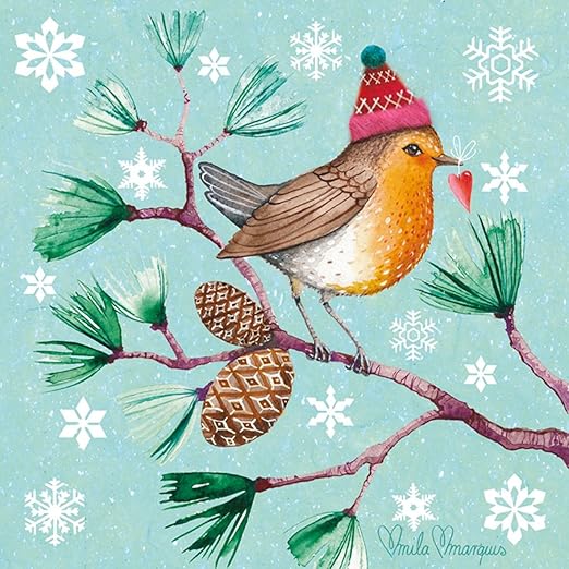 Invernali Pettirosso Fiocchi Di Neve Marrone 3 Veli 20