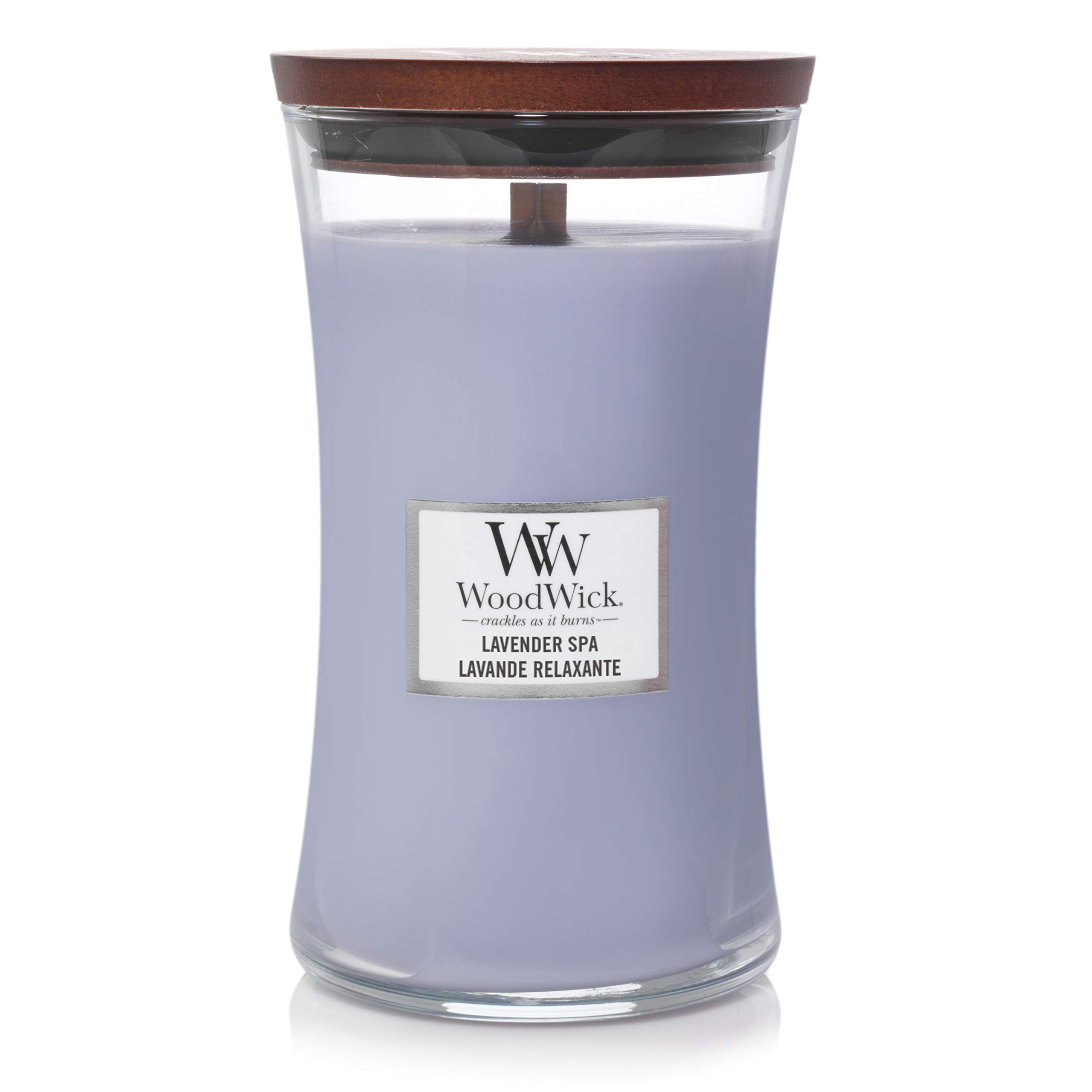 WoodWick Large Hourglass Scented Candle | Lavender Spa | with Crackling Wick | Burn Time: up to 130 Hours