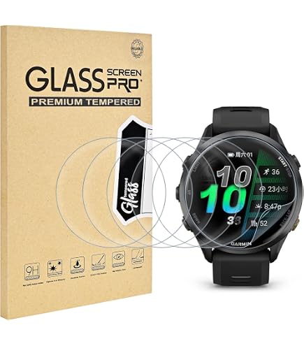 Protection Écran Garmin Forerunner 970 - Coque PC + Verre Trempé 9H + Bouchons Silicone [3+4 Pièces]