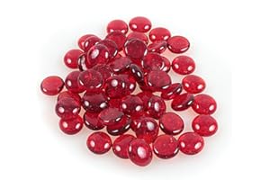 SHINY STONE High Luster Reflective Round Fire Glass Gravel,Glass Marbles Pebbles Stones,Glass Beads,Vase Fillers for Aquarium Succulent Garden Decoration,17-19mm(2/3''-3/4''),335g/0.78lbs (Red)