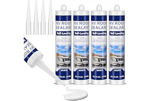 DYVIO RV Roof Sealant 4 Pack, Self-Leveling Lap Sealant for RV Roof Repair, White RV Caulking Sealant Tap Sealant for RV Roofing, Flexible, UV & Waterproof, Secure Odorless for RV Indoor Use