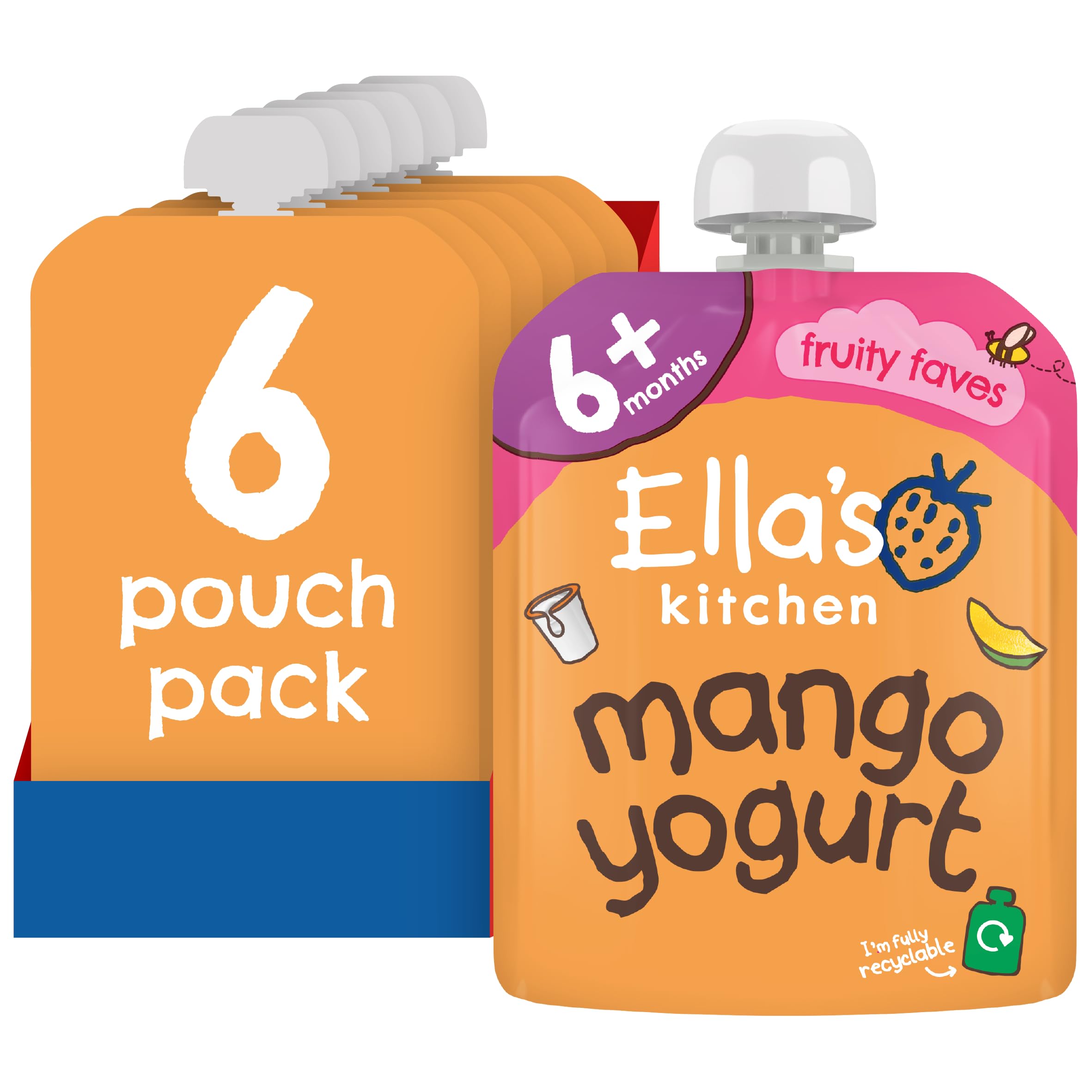 Ella's Kitchen Greek Yoghurt and Mangoes 90 g (Pack of 6)