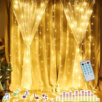 LED Lichterkette Innen 2M * 2M Lichterketten Vorhang Batterienbetrieben Fernbedienung Sound Aktivierte Musik Sync Light Wasse