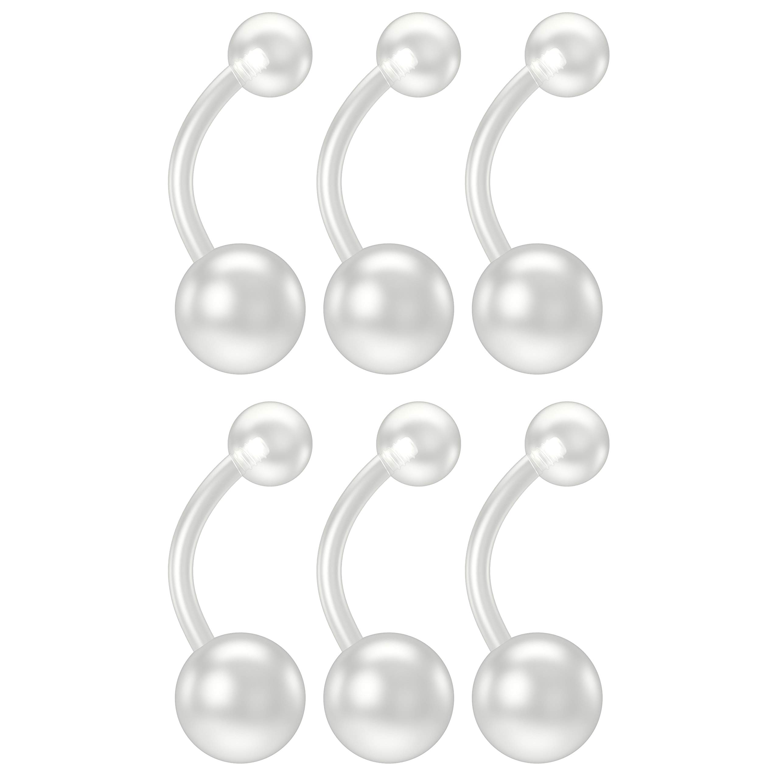 6pc 14g 1.6mm Belly Button Retainer Keeper Ring Flexible Bendable Clear Plastic Navel Piercing Rings Sport 10mm