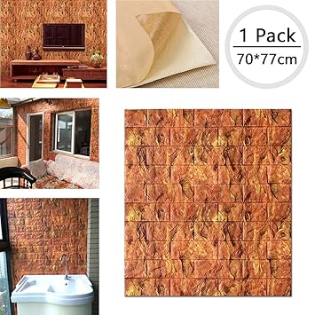 Buy Orange Marble Brick Pattern 3d Wall Panels Peel And Stick