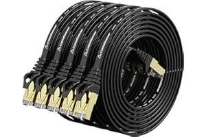Cat8 Ethernet Cable 5ft 5Pack Black, 2000MHz 40Gbps High Speed LAN Cord, RJ45 Flat Cat 8 Patch Cable for Modem/Router/PC/PS5/