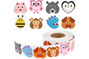 JECTIVS 800Pcs Valentines Roll Stickers,Happy Valentine’s Day Heart Shaped Animal Sticker Labels Greeting Cards Envelope Sealing for Teacher Classrooms Valentine's Day Accessories Decorations