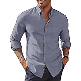 PJ PAUL JONES Men's Oxford Button Down Shirt Long Sleeve Regular Fit Business Casual Dress Shirts with Chest Pocket