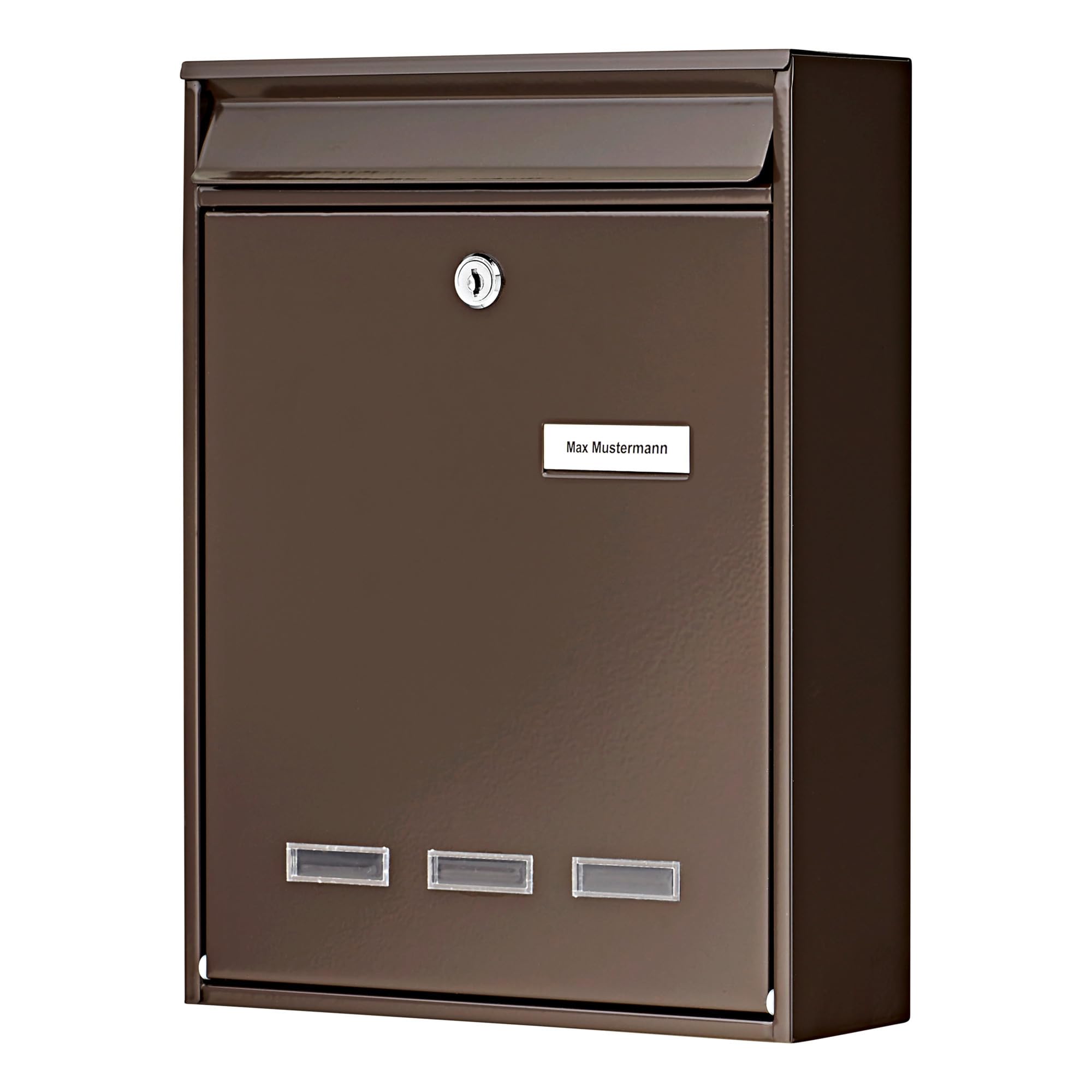 Burg Wächter Köln Cologne 872 BR galvanised Steel letterbox, Brown (Similar to RAL 8014), 340 x 255 x 85 mm