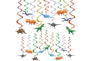 WERNNSAI Watercolor Dinosaur Hanging Swirl - 24PCS Dinosaur Party Decorations for Boys Kids Dino Theme Birthday Party Supplies Jurassic World Hanging Spiral Garlands Ceiling Decor