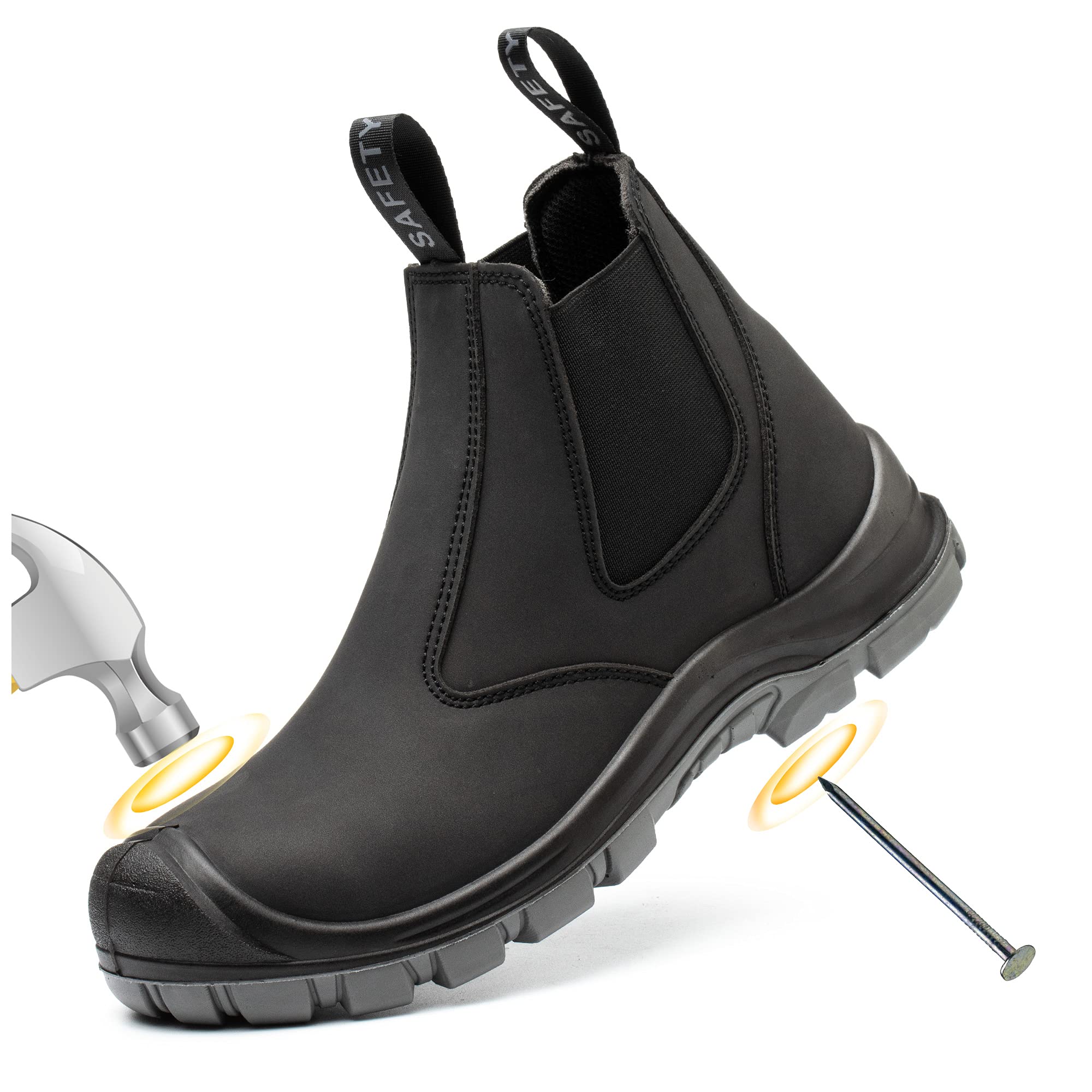 TAERDUN Steel Toe Work Boots for Men Slip-on 8.5 Wide Women  display picture 2