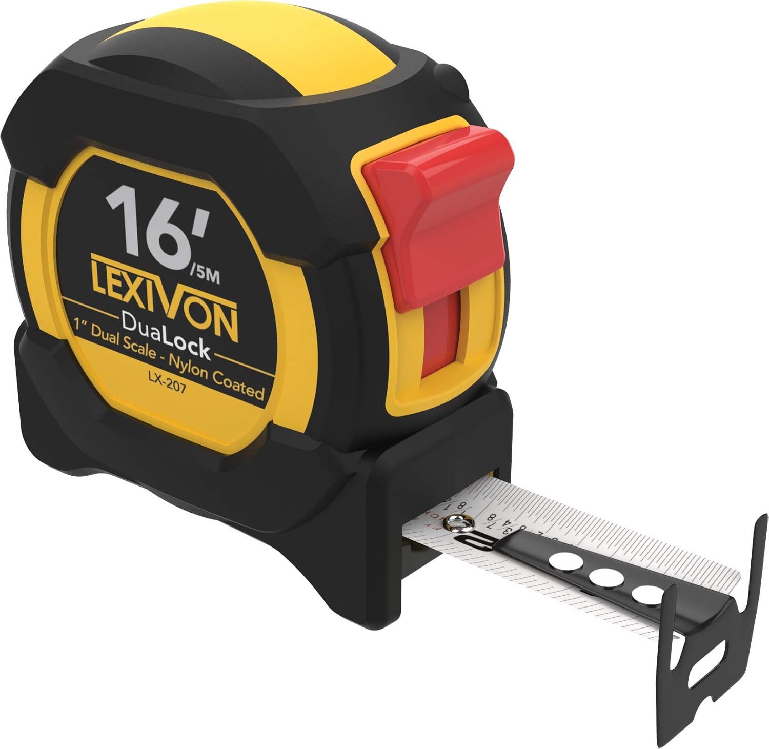 LEXIVON 16Ft/5m DuaLock Tape Measure 1Inch Wide Blade with Nylon