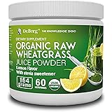 Dr. Berg USDA Certified Organic Green Powder Superfood (60 Servings) - Made with Raw Wheatgrass Powder, Chlorophyll, Trace Mi