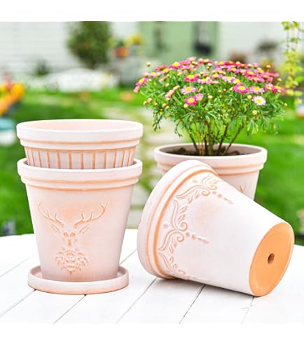 Amazon.com: Zaer Ltd. Set of 2 Tuscan Style Round Ceramic Flower