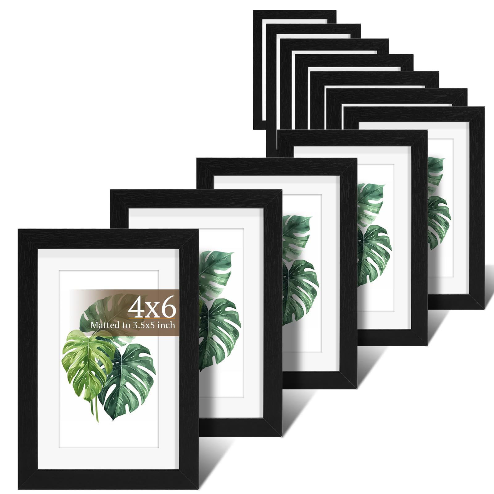 Photo 1 of SYNTRIFIC 4x6 Picture Frame Set of 10, 4x6 Photo Frames with HD Plexiglass,Display Pictures 3x5 with Mat or 4x6 Without Mat Multi Picture Frames Collage for Tabletop or Wall Display, Black