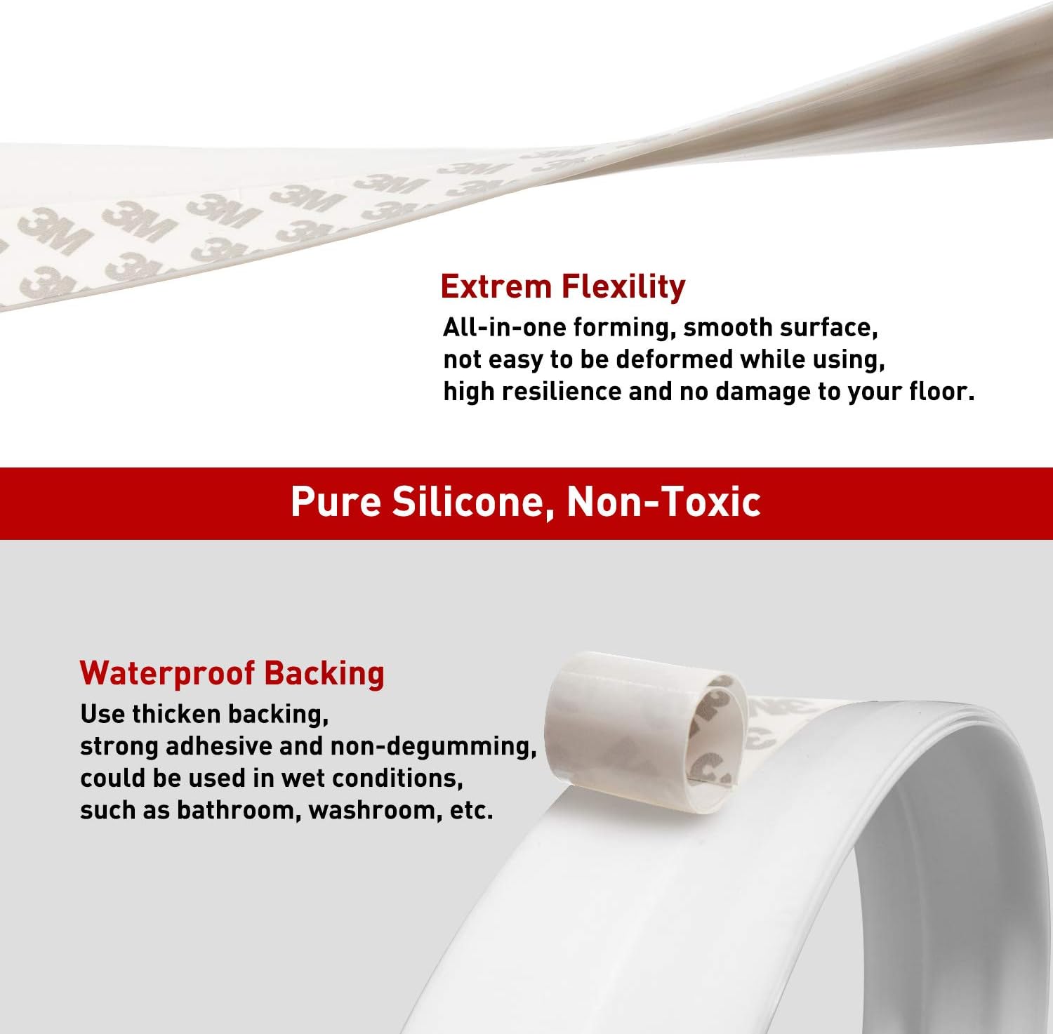 Holikme Door Draft Stopper Under Door Draft Blocker Insulator Door Sweep Weather Stripping Noise Stopper Strong Adhesive White 39" Length: Home & Kitchen