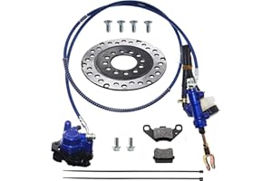 PRO BAT Rear Front Hydraulic Brake Assembly Caliper Master Cylinder Kit + Disc Brake Plate Rotor + Brake Pad for Go Kart Golf Cart ATV (Blue)