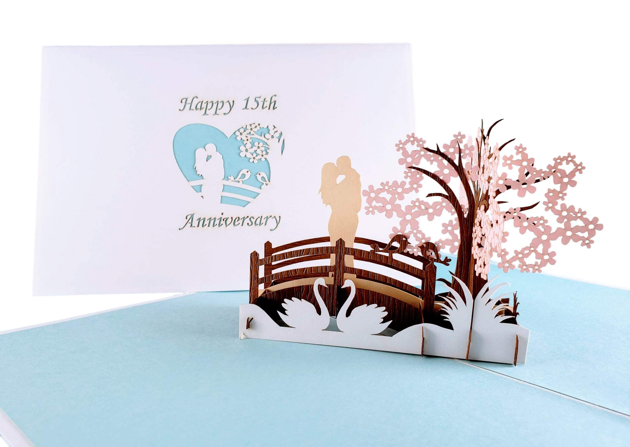 iGifts And Cards Happy 15th Anniversary 3D Pop Up Greeting Card - Marriage, Soulmates, Wedding, Celebration, Memories, Being Together, Celebrate a Milestone, Perfect Couple, Congratulations, Romantic