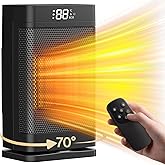 Portable Electric Space Heater, Primelove Ceramic Oscillating Heater with Remote, 3 Modes 12H Timer Tip-Over &Overheating Pro