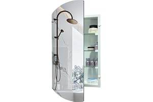 HESONTH Bathroom Medicine Cabinet, Frameless Mirror Cabinet, Recess or Surface Mounted Medicine Cabinet with Mirror, 16 x 26 inches Wall Cabinet for Living Room Bathroom Toilet Kitchen