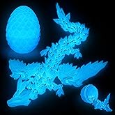 Cessfle Prefilled Easter Eggs with 3D Printed Dragon with Wings Inside, 8" 3D Articulated Crystal Winged Dragon Egg, Easter Basket Stuffers for Boys Kids Teen 4-6 5-7 8-12 (Luminous Blue)