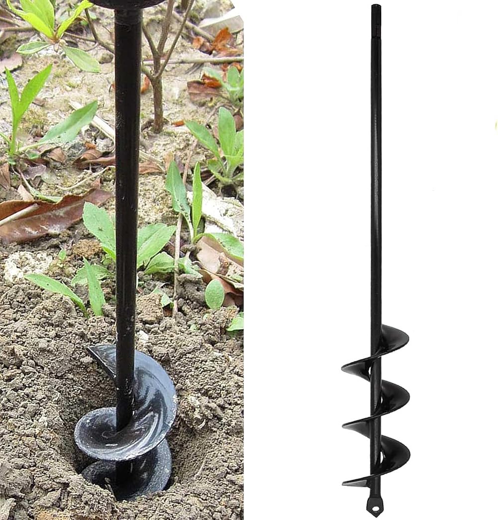 SYITCUN Garden Hole Digger Auger 4x42cm Heavy Duty Planting Tool