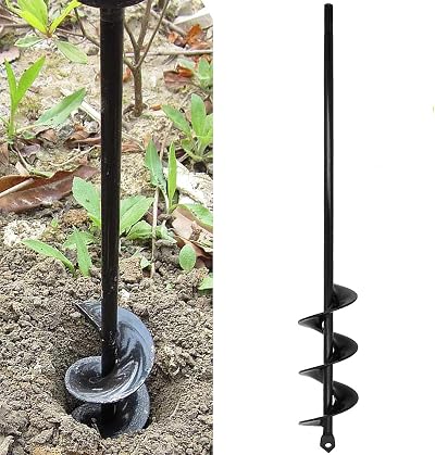 SYITCUN Garden Hole Digger Auger 4x42cm Heavy Duty Planting Tool