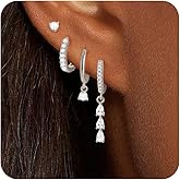 Gold Silver Earrings for Women Trendy 14K Gold Plated Dangle Hypoallergenic Cartilage Earrings Small 925 Sterling Silver Post Dainty Hoop Drop Pearl Earring Stacks Set Huggie Chain Earrings Jewelry