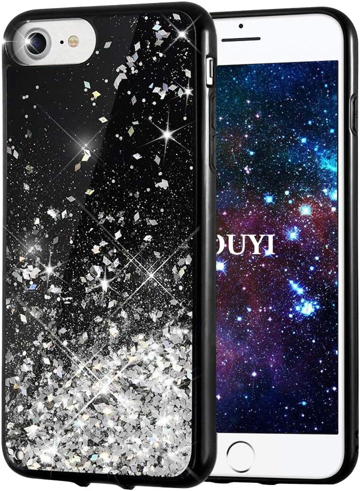 KOUYI for iPhone 8/7 Case Glitter, [Twinkling of Starry Night Series] Fashion Flowing Liquid Floating Bling Quicksand 3D Design TPU Protective Cover for iPhone 8 / iPhone 7 (Silver)