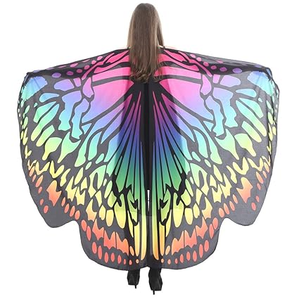 YWLINK Unisex Karneval Schmetterling Umhang Bunt TanzkostüM Damen Cosplay ZubehöR Weihnachten Halloween KostüMe GroßE FlüGel