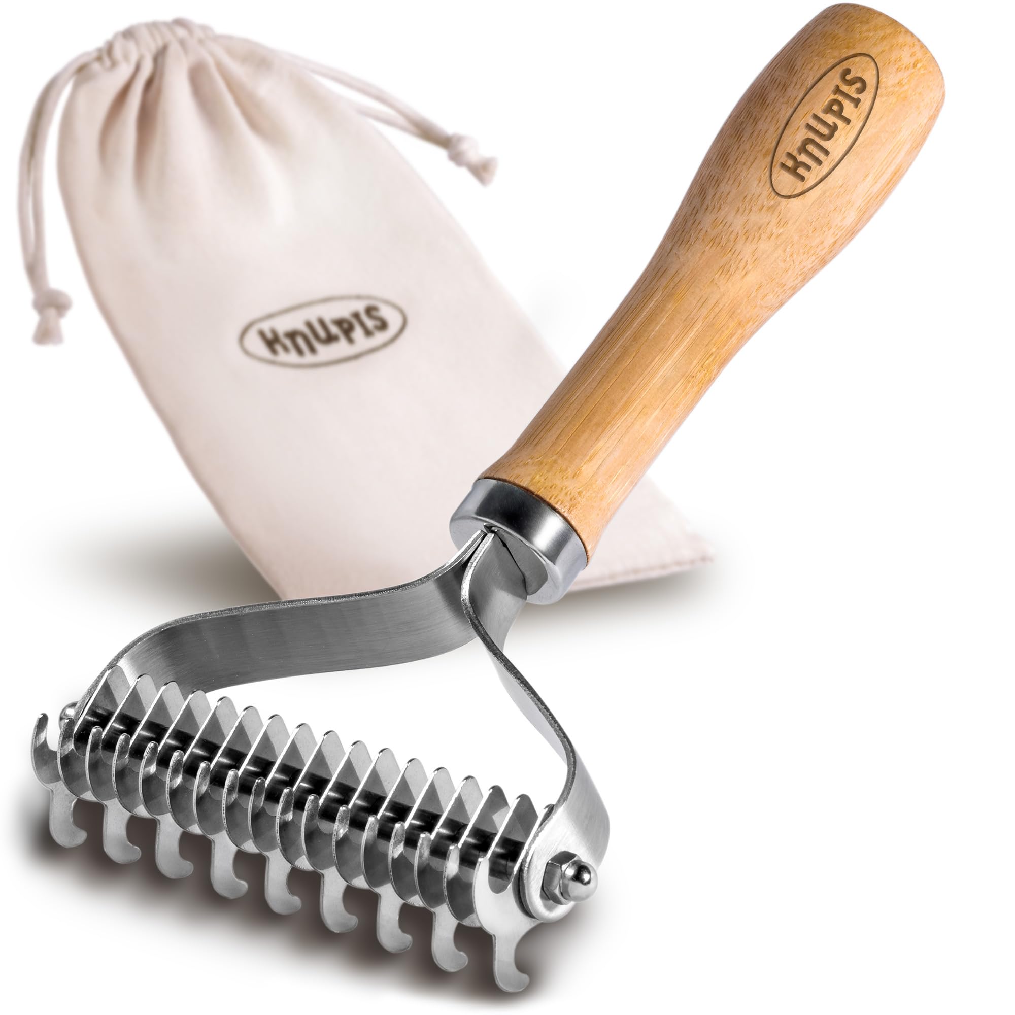 Knupis Dog Brush - Effective Removal of Undercoat - SustainableFSC® Wood - Soft Care - Double-Sided Fur Brush - for Dogs & Cats