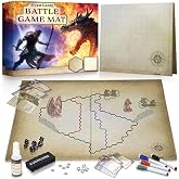 Dungeons and Dragons Game Mat + 7 pc Dice Set, 23x27, Hex &amp; Square Grid | EverGame Double Sided DnD Map &amp; Dice, Precise Print, No Staining, 4 Colorful Markers, 1 Eraser, 1 Spray, 1 Box