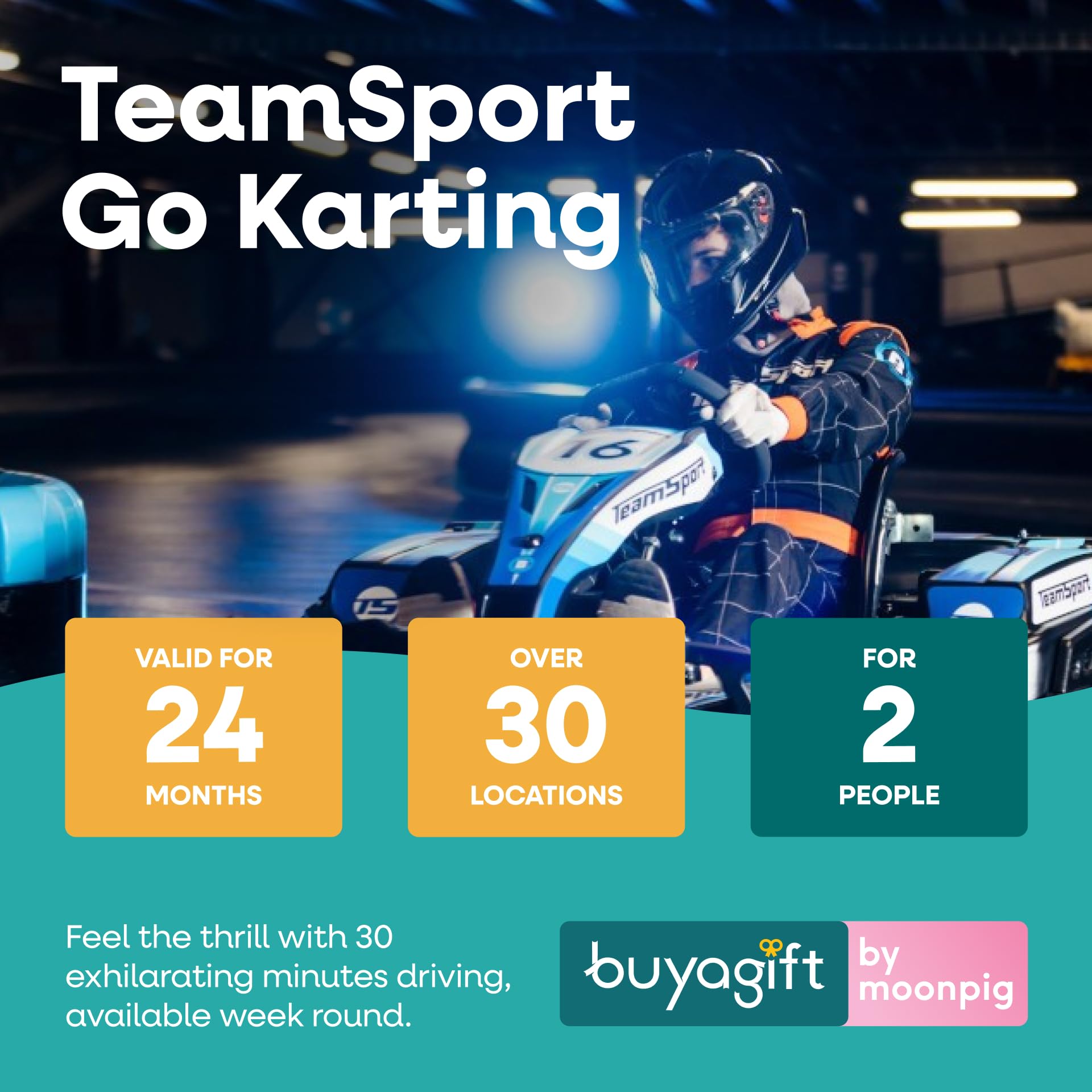 Buyagift TeamSport Go Karting Gift Experience Box for 2 – Exciting Racing Adventure