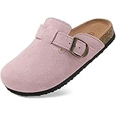 Kids Suede Clogs Boys Girls Mules Cork Genuine Leather Sandals with Adjustable Buckle Slippers Potato Shoe Indoor Outdoor Slip On Slide for Big Kids