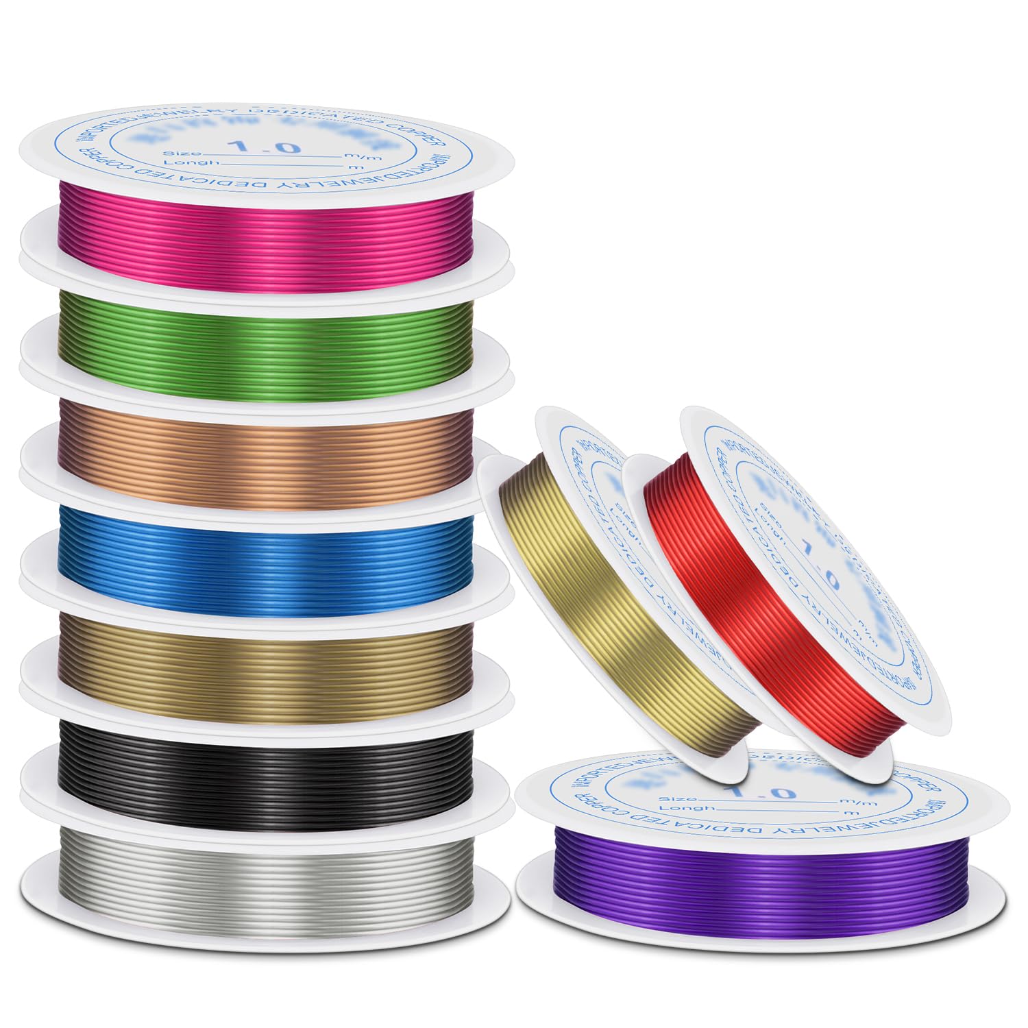 Photo 1 of 1 mm Dia. 10 Rolls Copper Jewelry Wire, 10 Assorted Colors Beading Wire for Jewelry Making Bracelet Earrings Rings Necklaces Flower Craft Projects