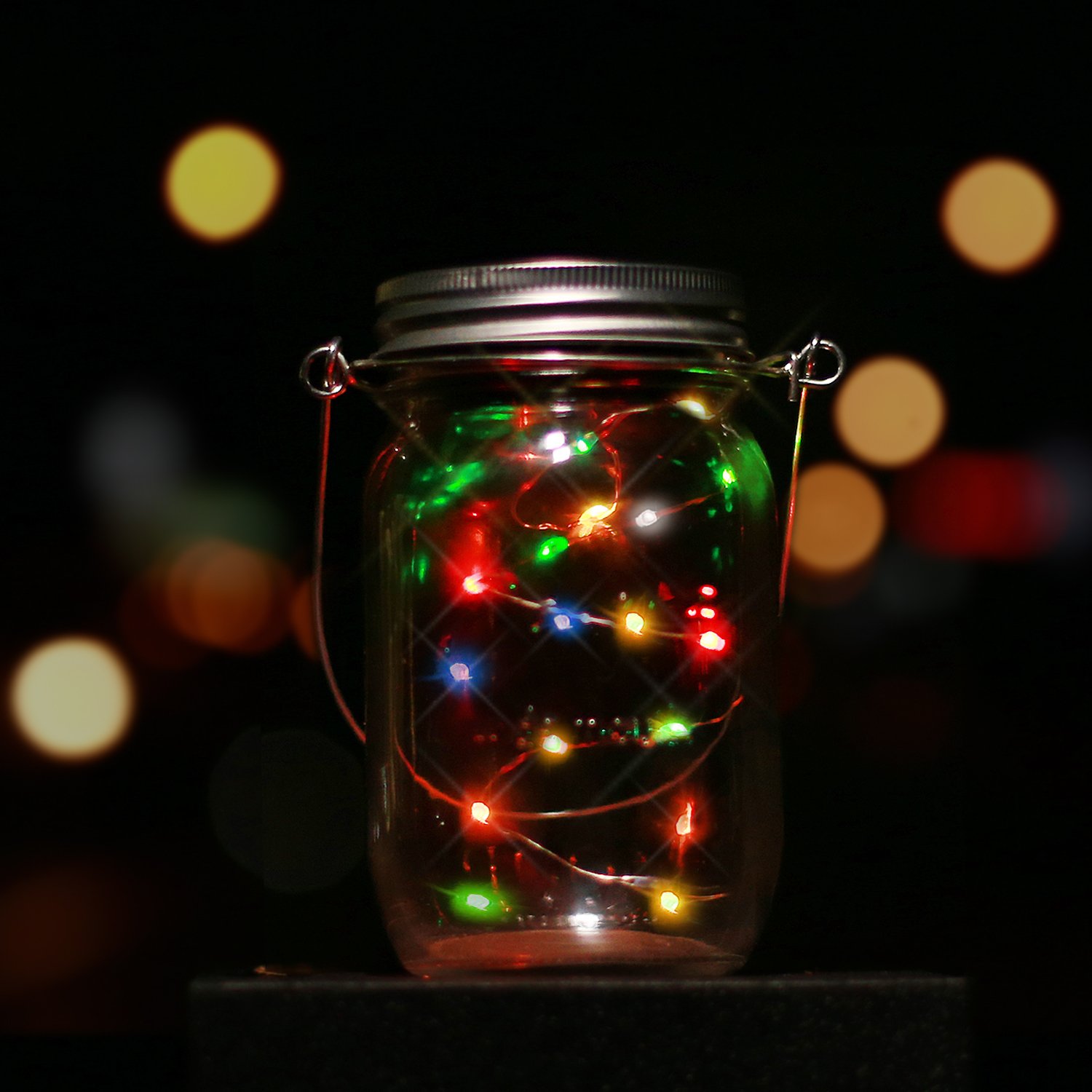 Solar Mason Jar Lid Kohree 3 Pack Mason Jar Lights with 10 LED,Color