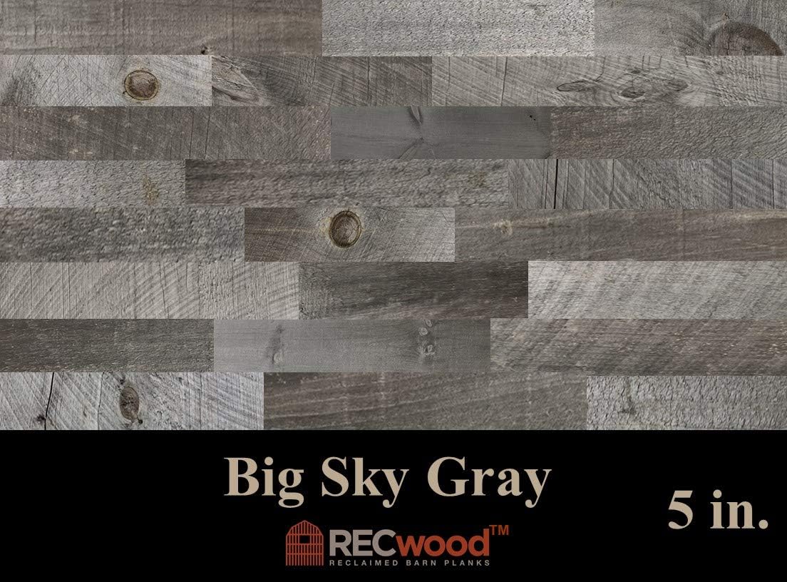 RECwood Big Sky Gray Reclaimed Wood Panels (10 SQFT - 5" Wide)