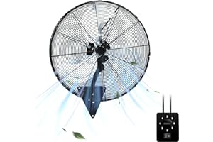 TMWINGS 24 Inch Wall Mount Fan,Industrial Heavy Duty Oscillating Fan with 120° Oscillation,3 Speed Settings 8500 CFM High Velocity Adjustable Outdoor Wall Fan for Factory,Warehouse,Garage,Black