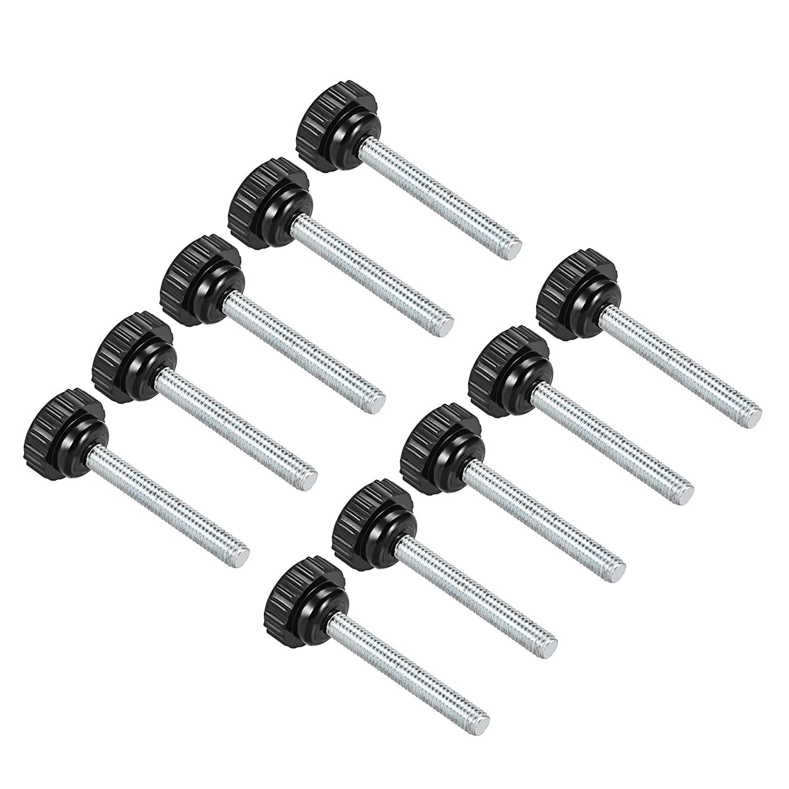 CoCud Knurled Clamping Knobs, M6 x 44mm Male Thread 21mm Head, Thermoset Plastic Thumb Screw Grip Bolt Knobs Black - (Applications: for Lathe Machinery), 10-Pieces