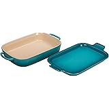 Le Creuset Stoneware Rectangular Dish with Platter Lid, 14 3/4"x9"x2 1/2" (2.75 qt.), Caribbean
