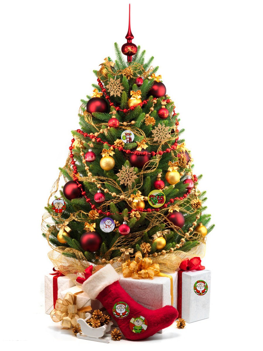 2 Pack Christmas Roll of Stickers Party Stickers Scrapbook Stickers Holiday Party Roll Stickers Santa Claus Stickers for kids Curtain Door Wall Refrigerator Decor