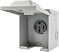 RVGUARD 50 Amp 125/250 Volt RV/EV Power Outlet Box, Enclosed Lockable Weatherproof Outdoor Electrical NEMA 14-50R Receptacle Panel, ETL Listed