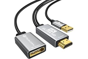 Reborn Active HDMI to DisplayPort Adapter | 4K@60Hz Converter Unidirectional HDMI Source to DP Display HDR Compatible with Laptop,AMD,NVIDIA,PS5,Xbox and More
