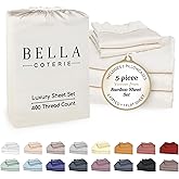Bella Coterie Luxury Bamboo Viscose Split King Size Sheet Set | 2 Fitted Sheets for Sleep Number & Adjustable Beds | 100% Organically Grown | Cooling & Ultra Soft | 18” Deep Pocket [Ivory]