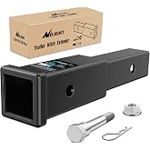 Nilight Trailer Hitch Extender 7" fits 2 Inch Receiver 3500 lbs GTW | 7 inch extender, 3500 lbs GTW, with 5/8 Inch Stainless Steel Bolt Flange Nut and Clip, matte black powder coated