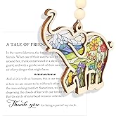 Friendship Elephant Ornament with Story Card, Elephant Ornament for Women Cute Flower Pattern Best Friends Sisterhood Friendship Gifts for Women (Style 1)