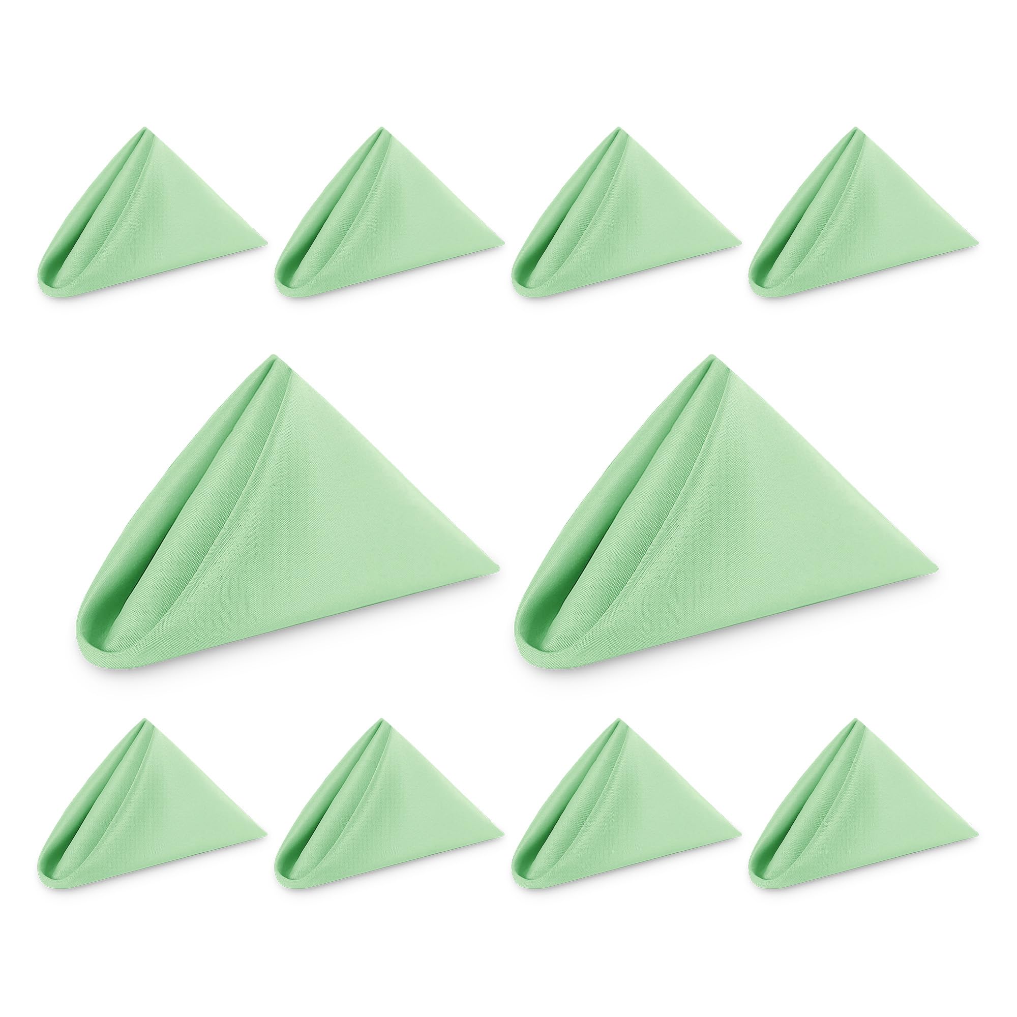 WedDecor 20 Inch Apple Green Cotton Polyester Table Napkin for Home, Hotel, Dinning, Wedding, Banquet, Party, Events, Hemmed Edges Lightweight & Machine Washable, 10pcs